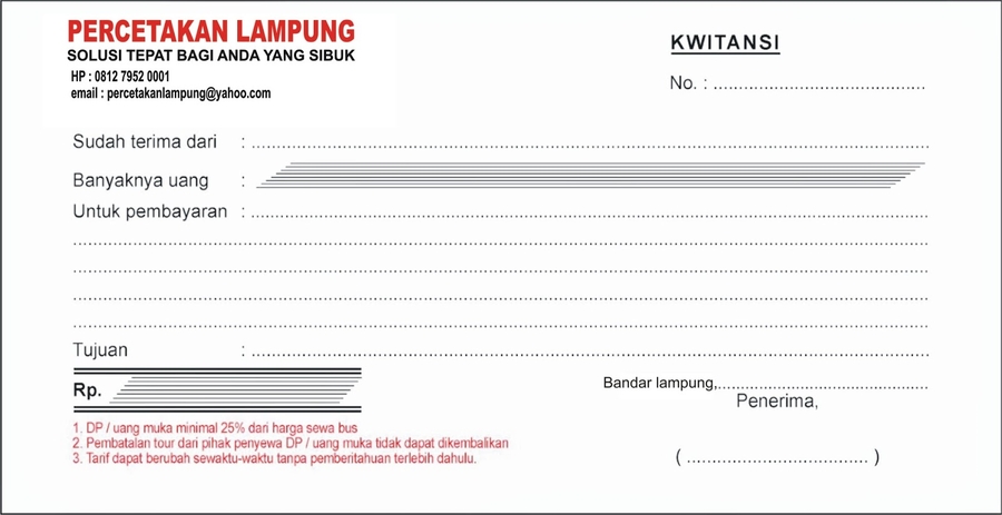 contoh kwitansi tanda terima